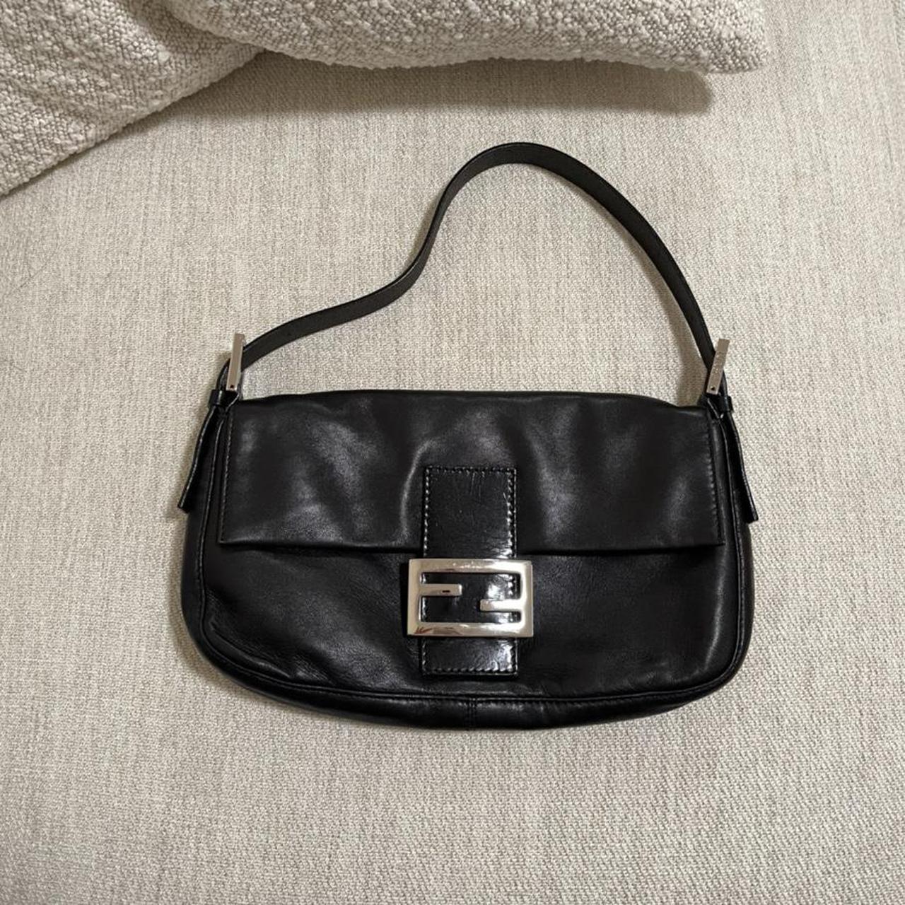Vintage Black Leather Fendi Baguette Bag Rare... - Depop