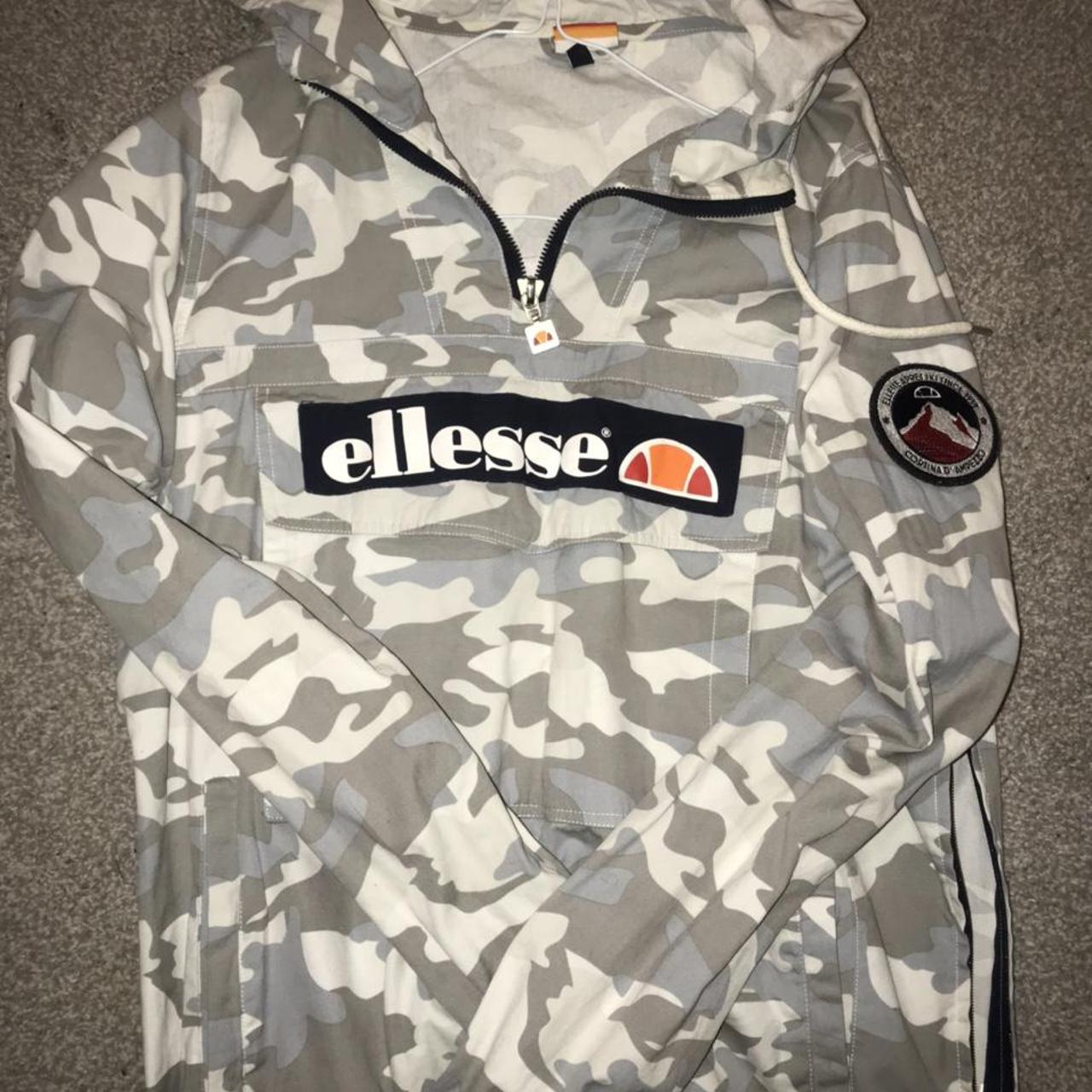 ELLESSE grey camo 1/4 zip hoodie Size medium Depop