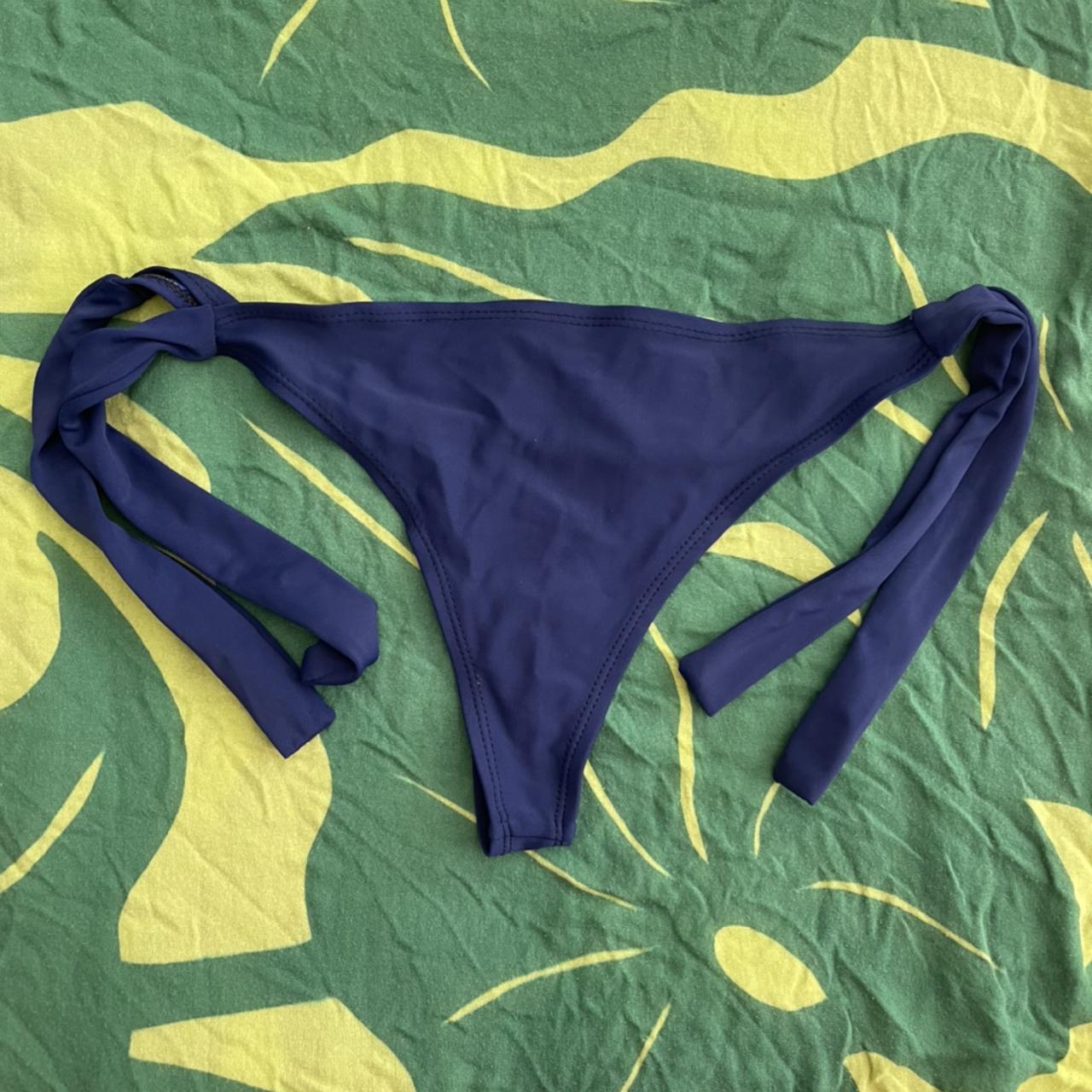 Navy blue adjustable side tie bikini bottoms Size... - Depop