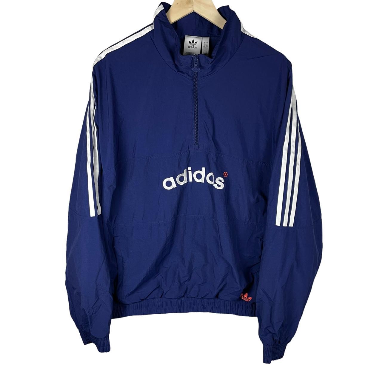 Adidas Retro Windbreaker Light Jacket Navy embroided... - Depop