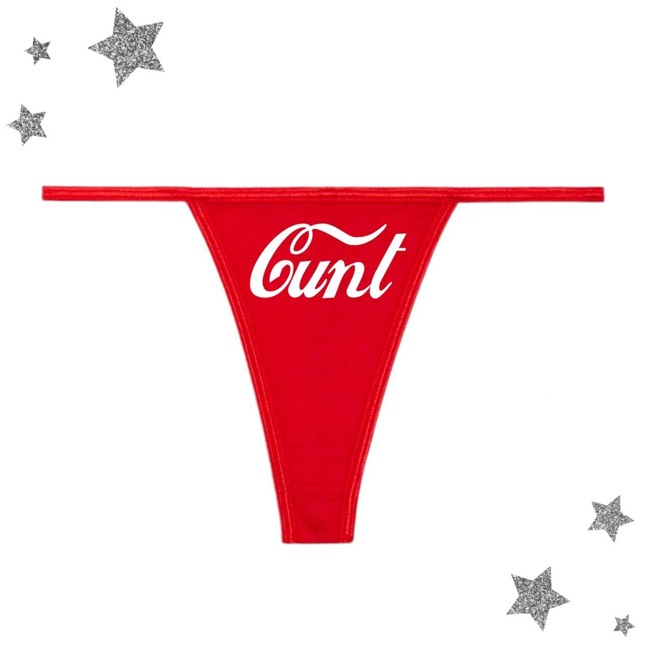 CUNT THONG#N##N#-red thong with a white hand... - Depop