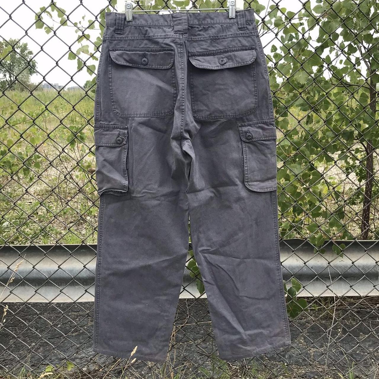 90's Charcoal Gray Loose fit Cargo Pants size 34" by... Depop