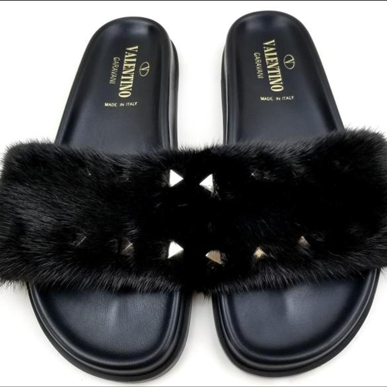 Valentino mink outlet fur slides