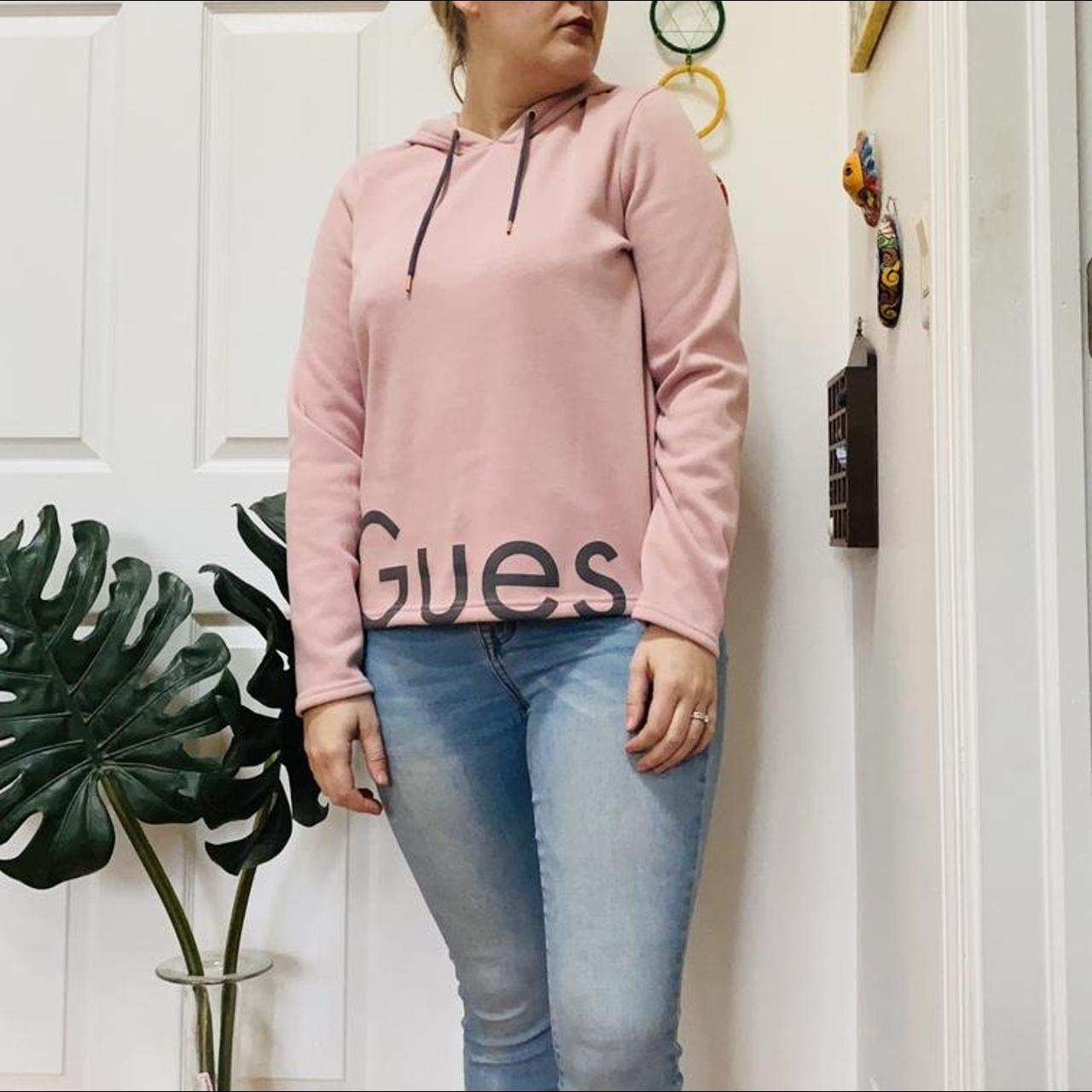 Guess Women's Grey and Pink Hoodie
