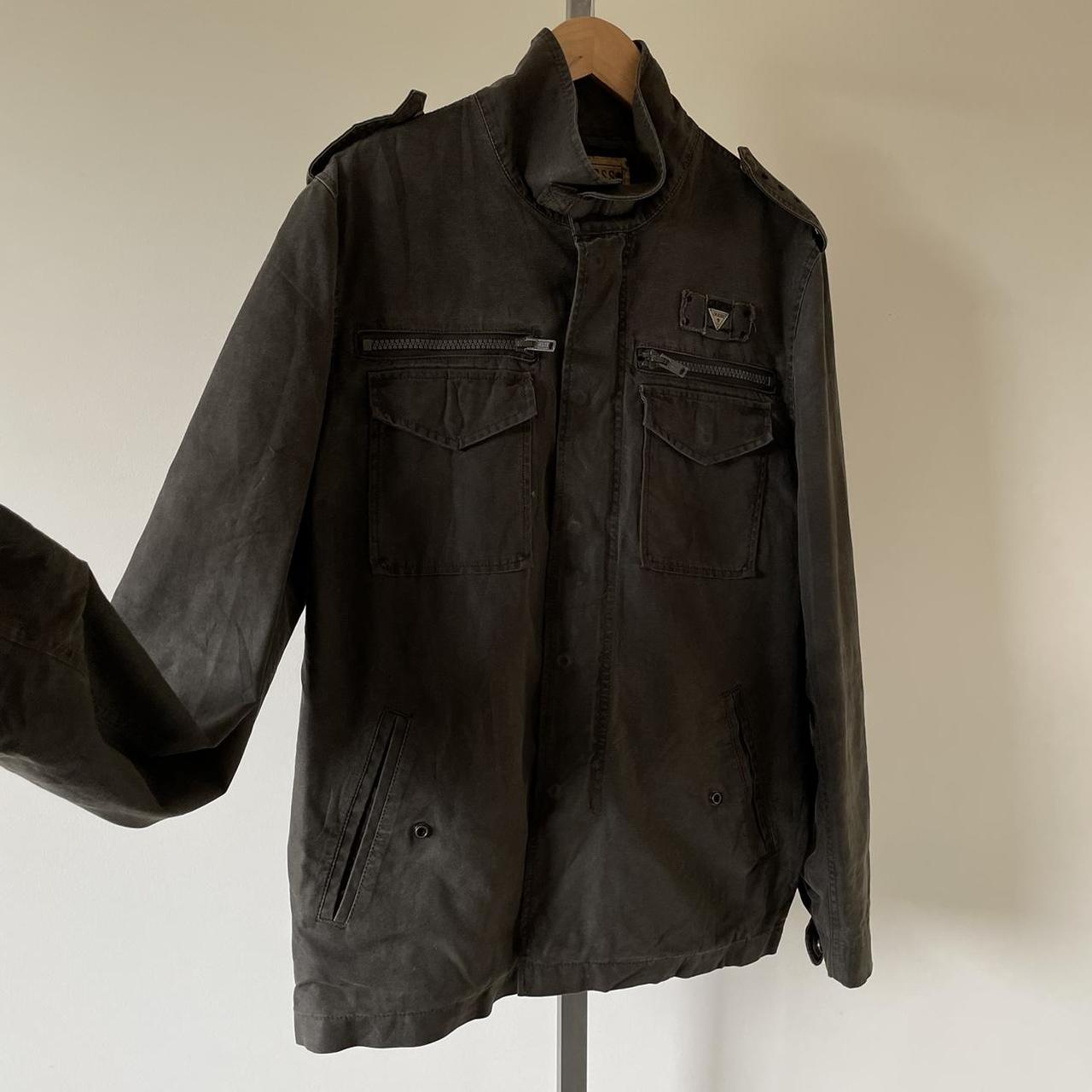 Men’s Y2K Guess Khaki ShirtJacket Zip front with... Depop