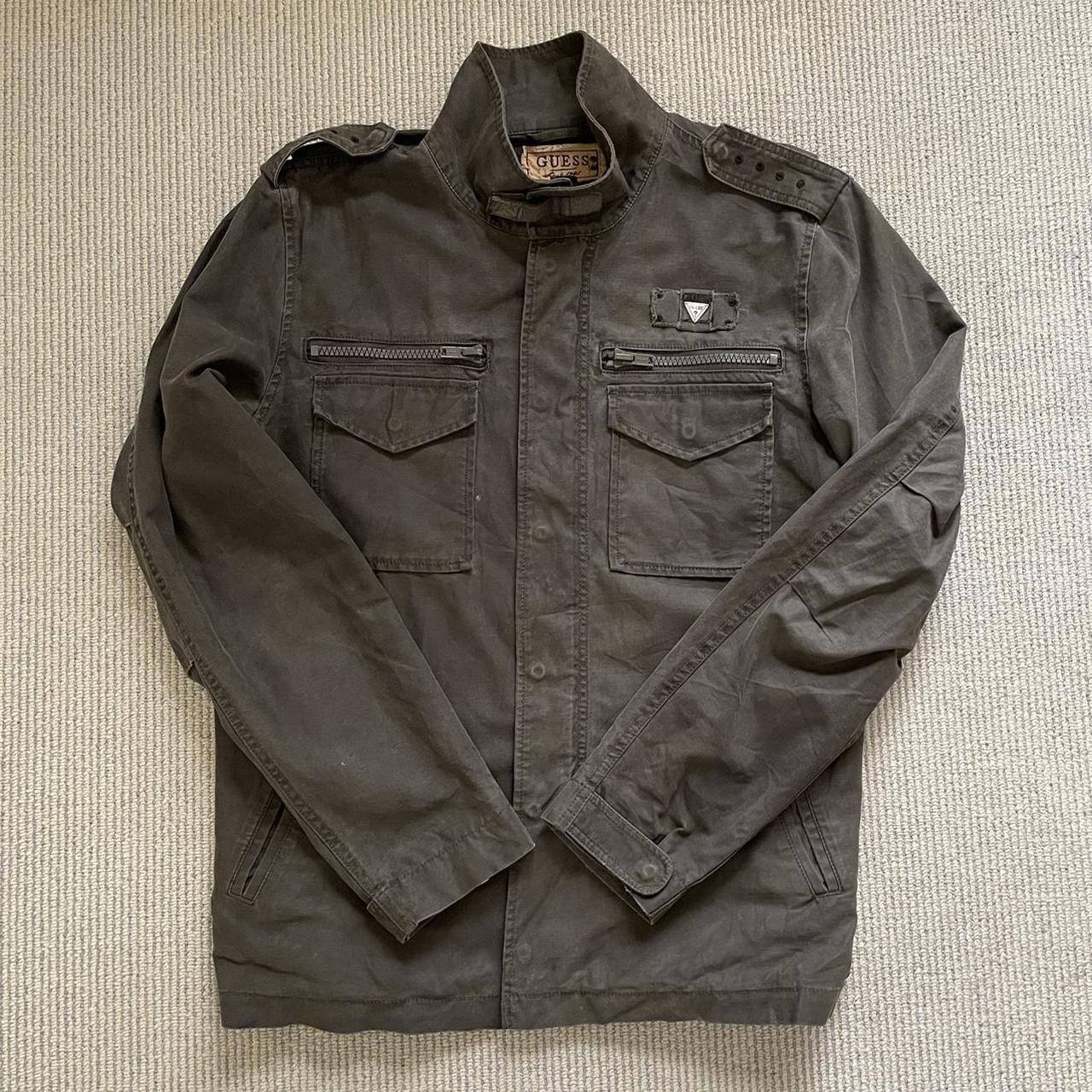 Men’s Y2K Guess Khaki ShirtJacket Zip front with... Depop