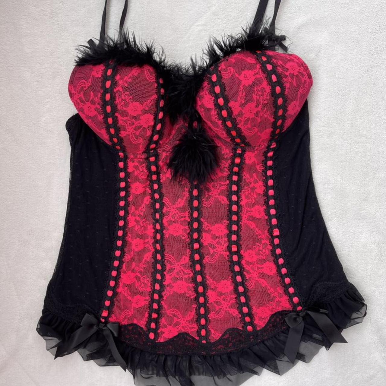 Women's Black and Red Corset | Depop