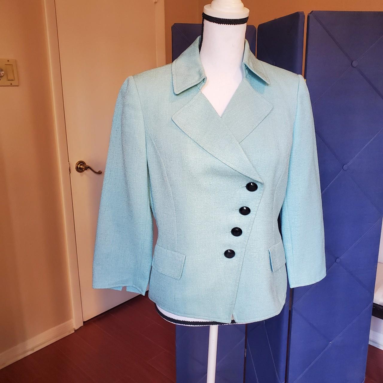 Tahari Aqua Blue Jacket size 6 #fall Boss lady... - Depop