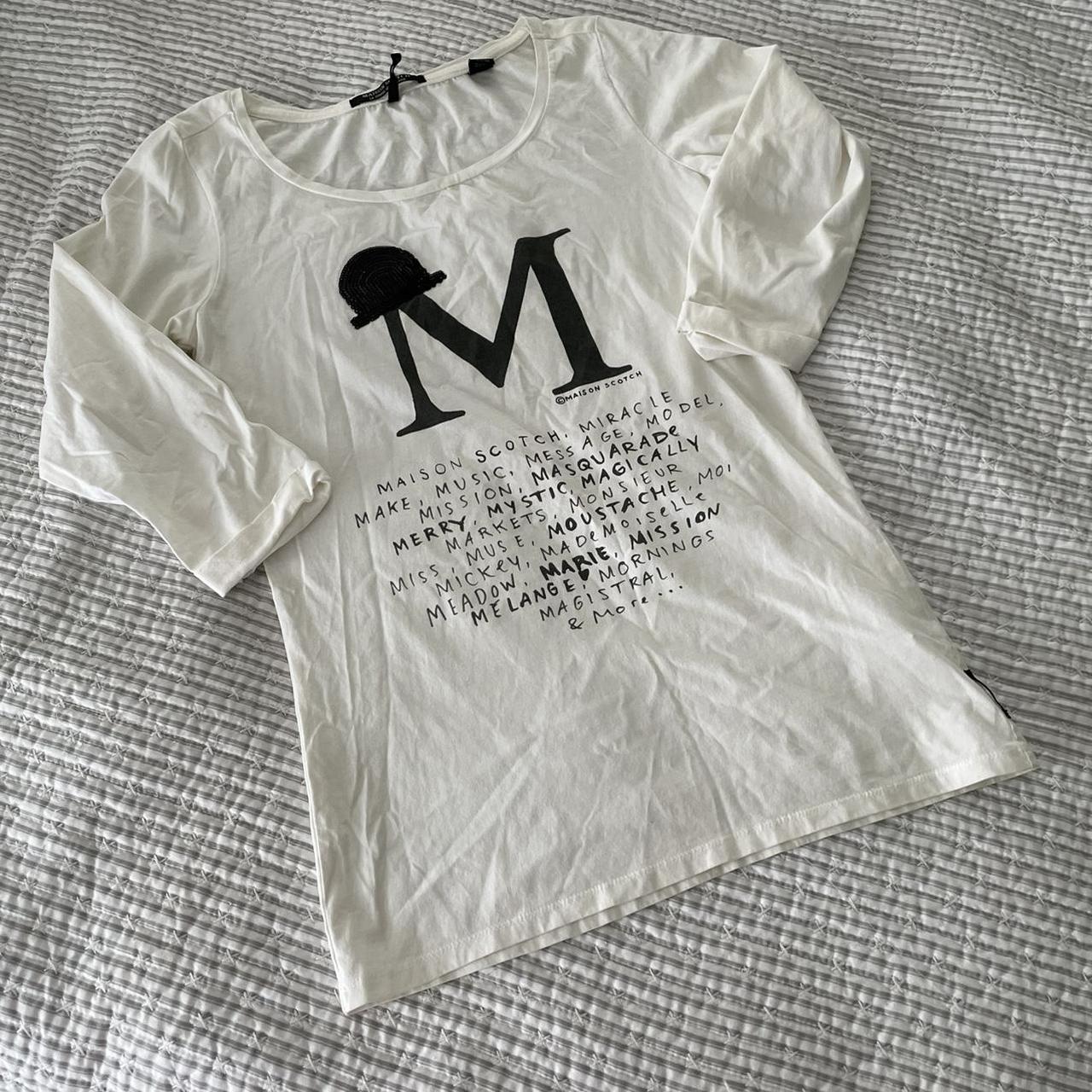 Maison Scotch Women's White and Black T-shirt