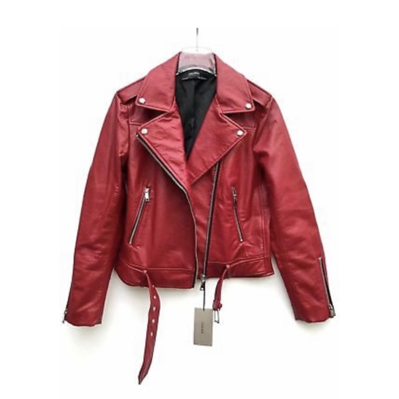 Zara Red Leather Jacket | More pictures! - Depop