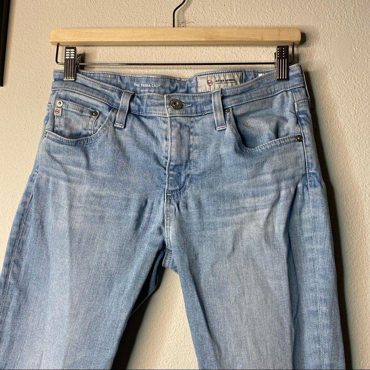 Lightwash cropped cigarette denim jeans from AG... - Depop