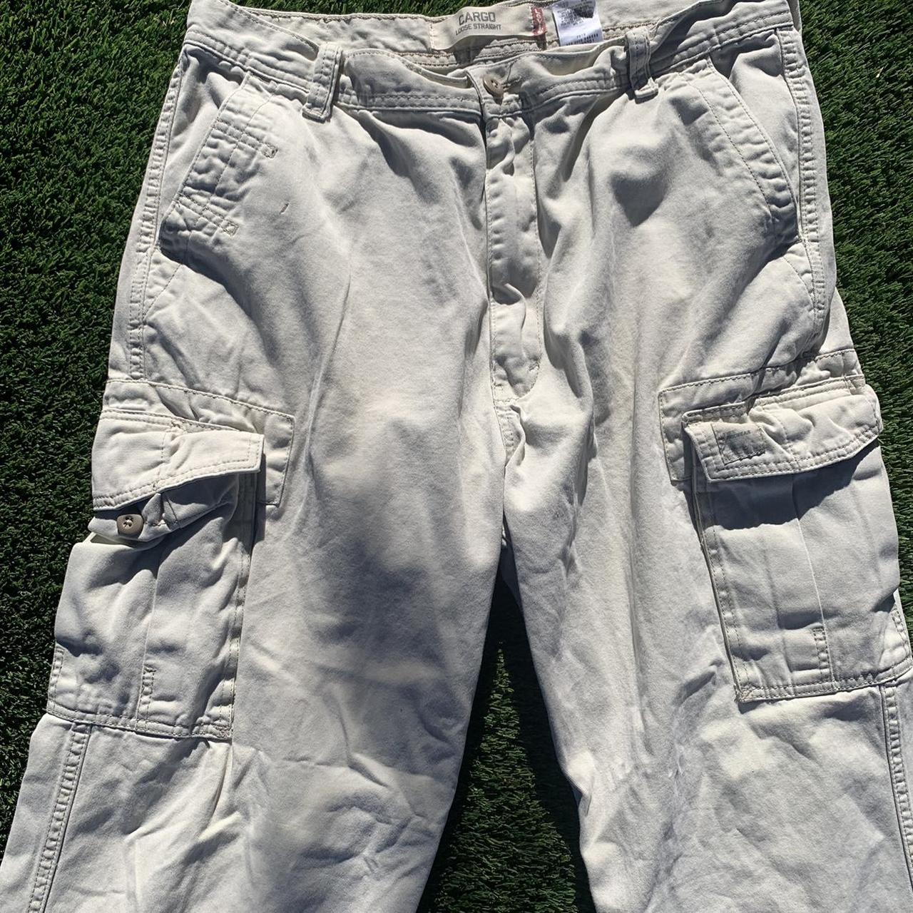 Levi’s vintage straight cargo pants in color ecru... Depop
