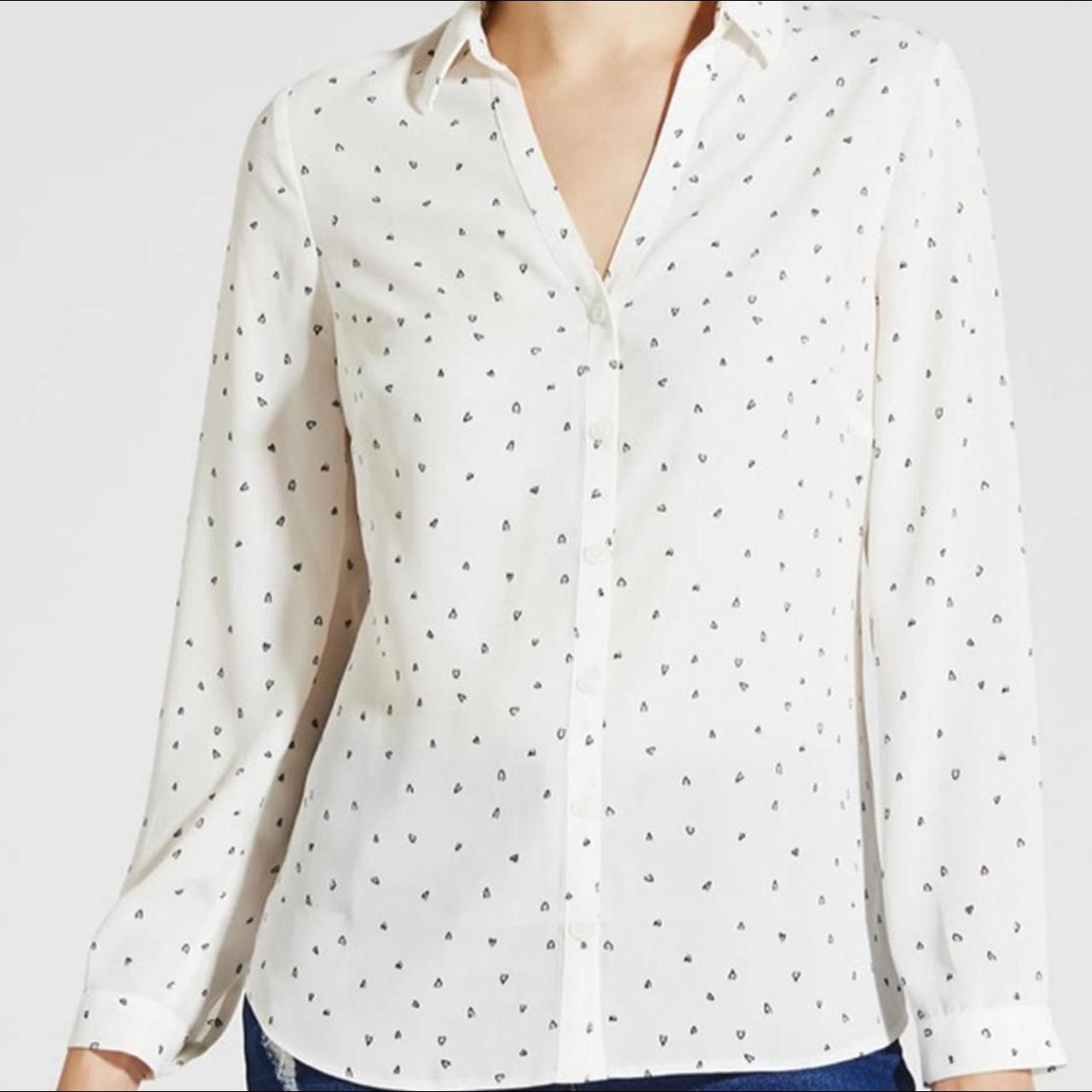 Matalan Women's White and Black Blouse Depop