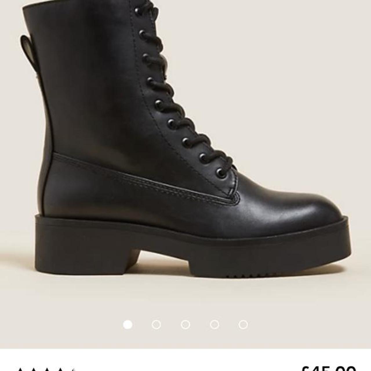 M&S black leather biker boots worn once paid