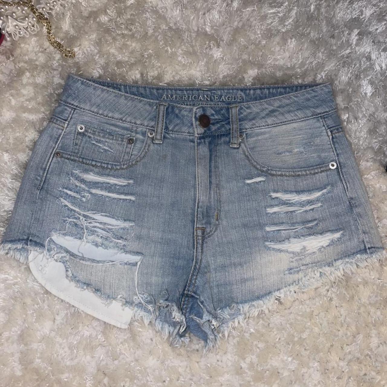 American eagle super high rise jean shorts. Cute cut... - Depop