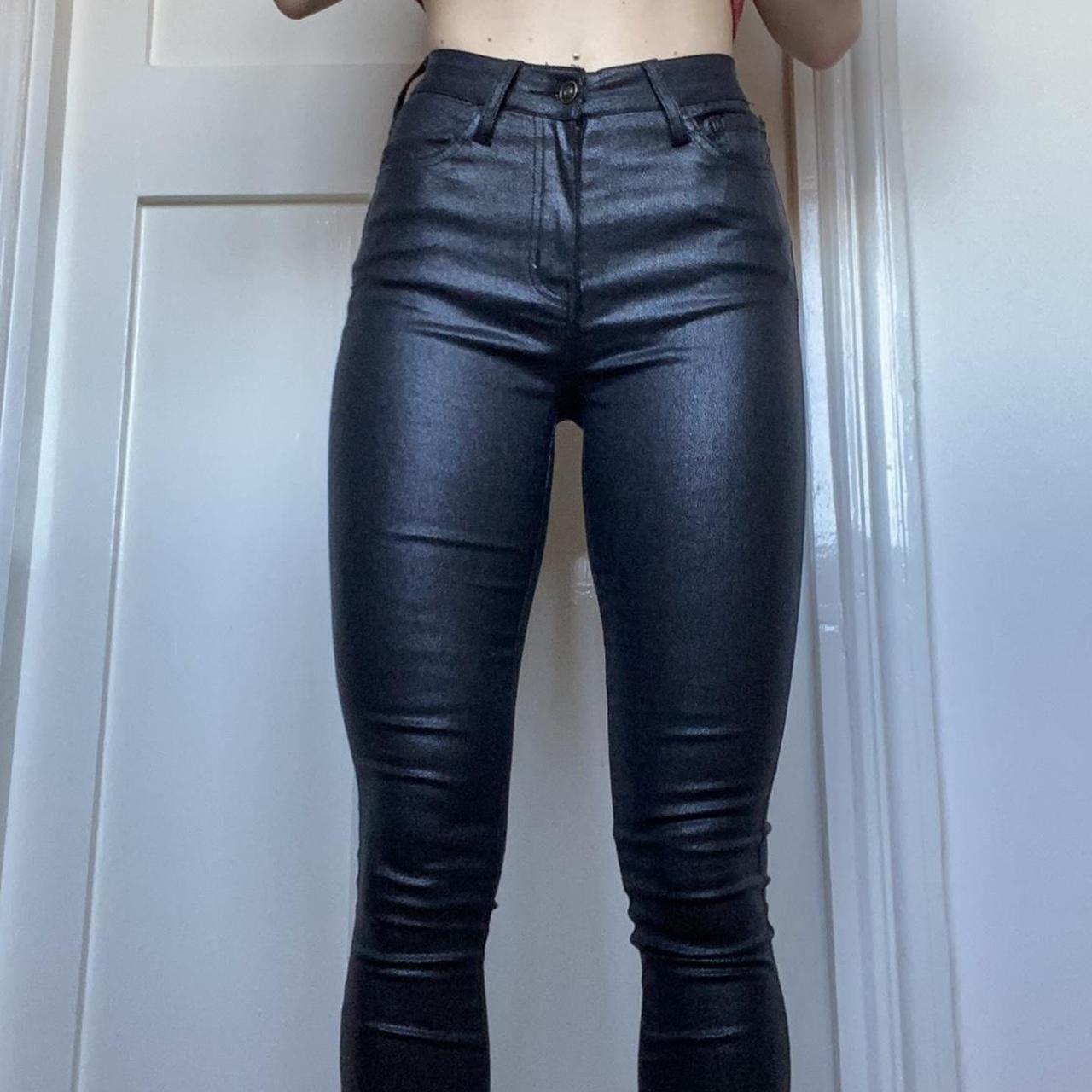 Fashion Nova high waisted black leather look /... - Depop