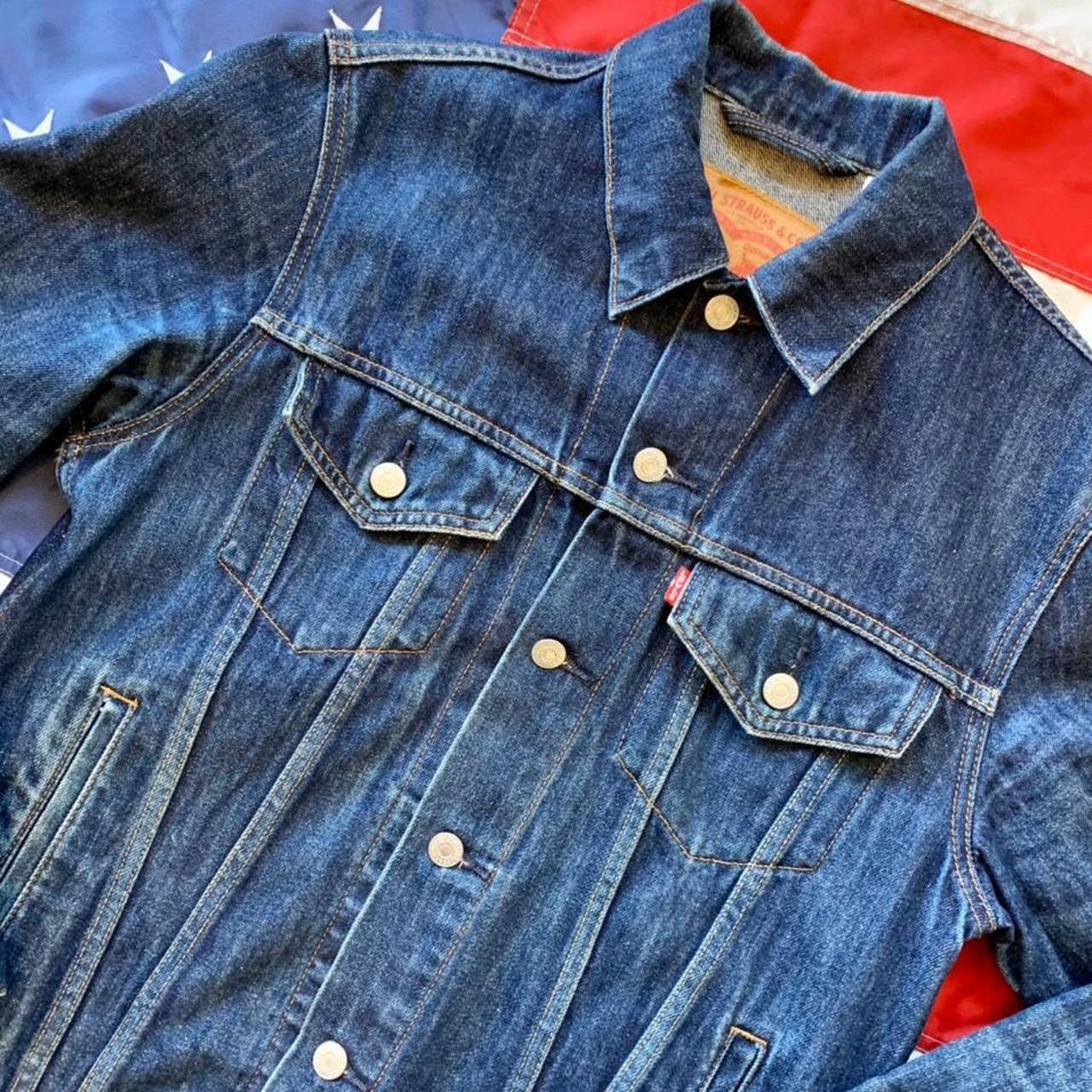 vintage-distressed-dark-wash-levi-s-denim-trucker-depop