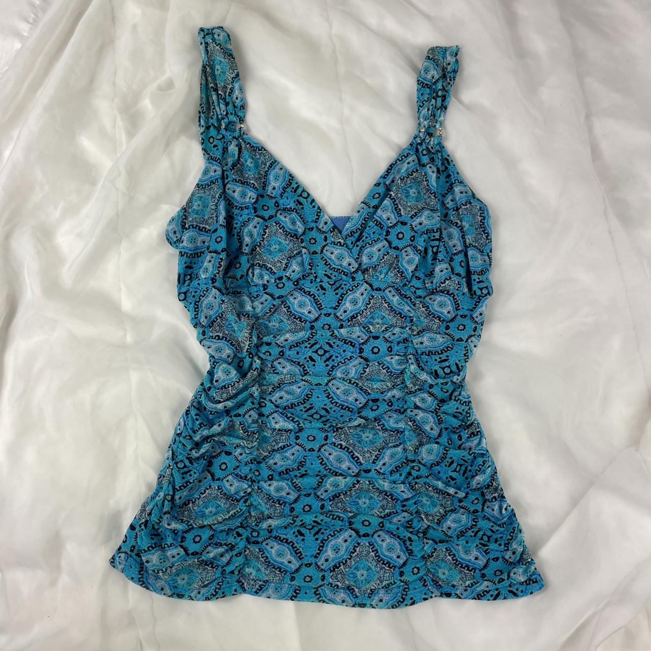 Paisley Blue Y2K Tank Top Cami! Free... - Depop