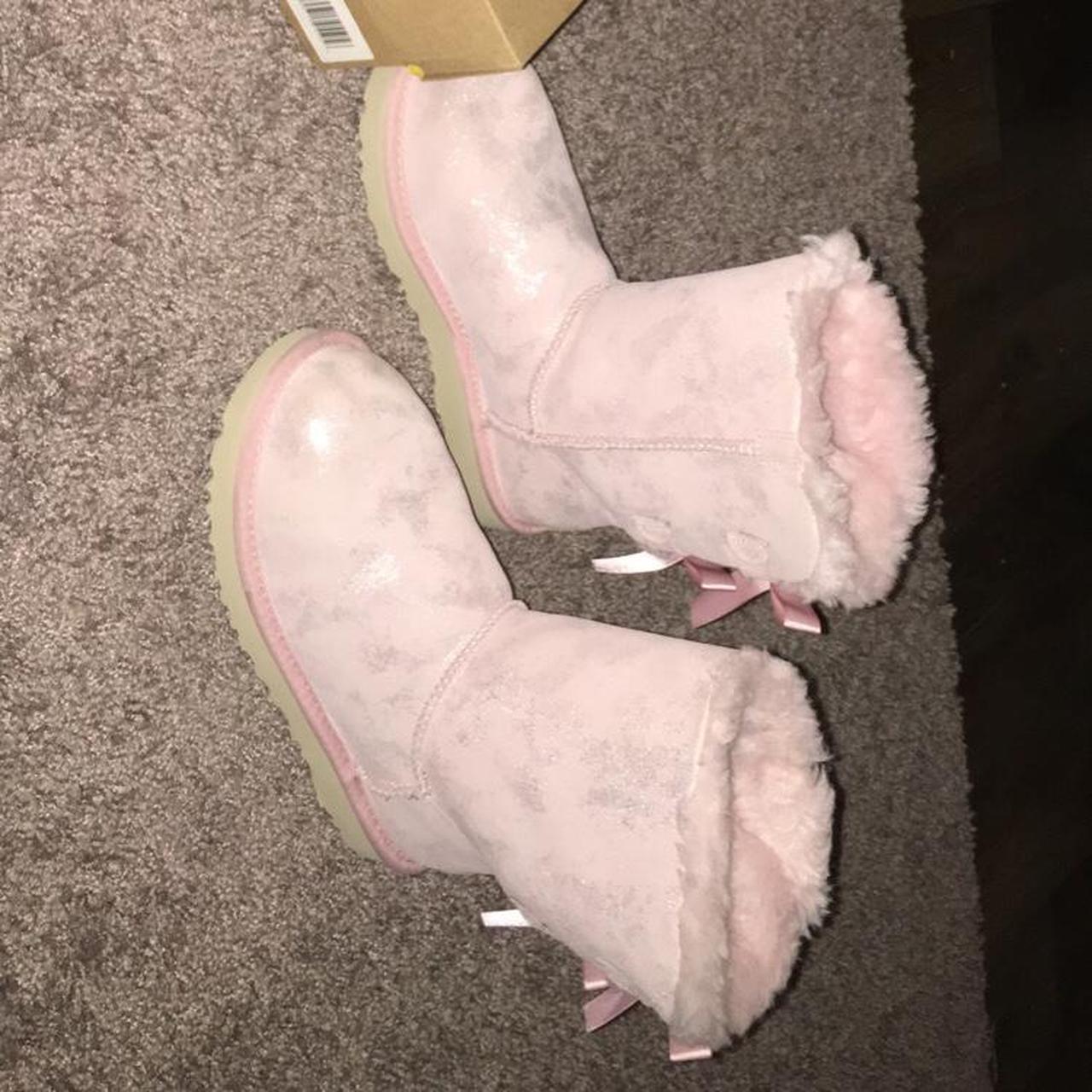 Authentic Ugg boots Bailey bow pink shimmer. Worn... Depop