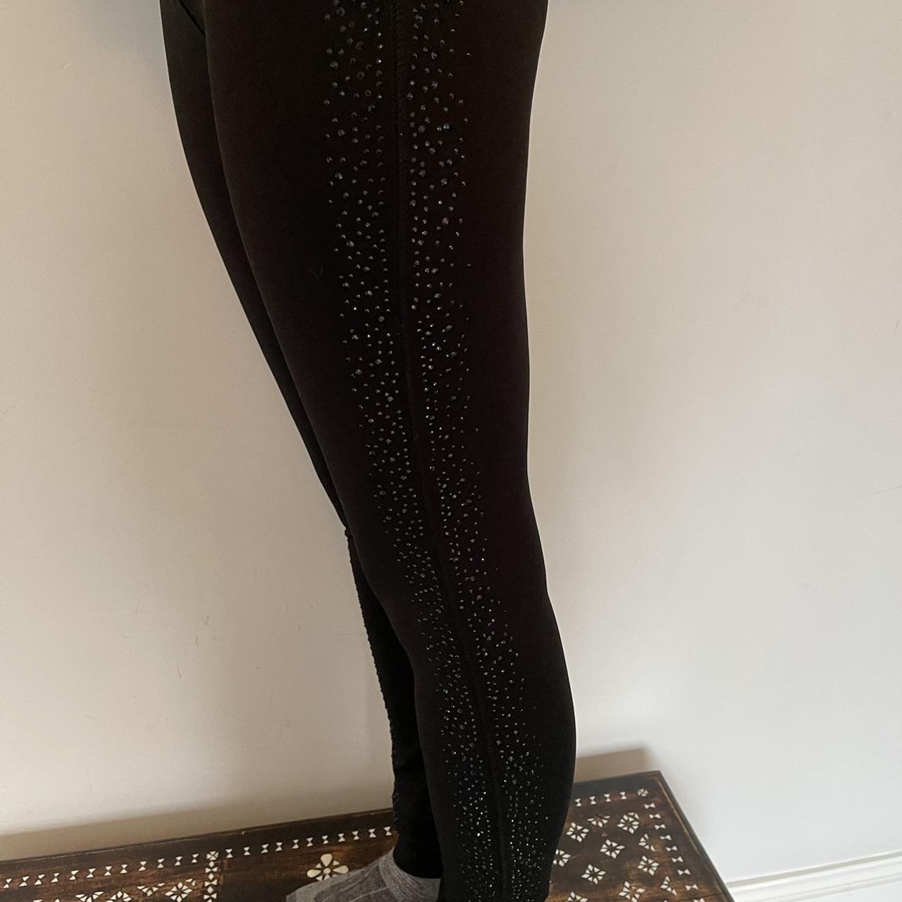 Black leggings with 2024 rhinestones down the side