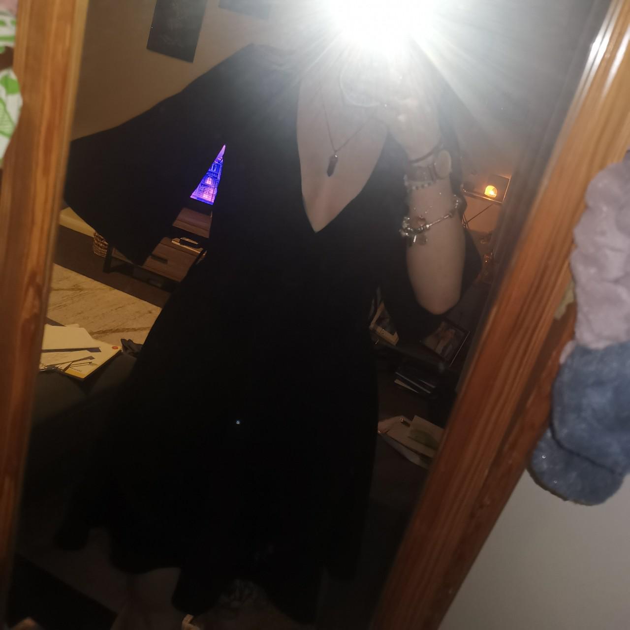 Black bat wing sleeves low cut skater dress - Depop