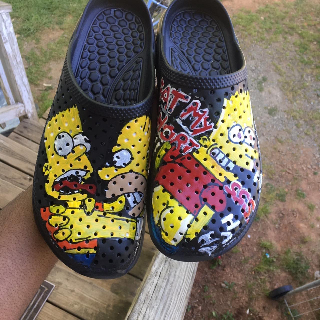 Hand sale painted crocs