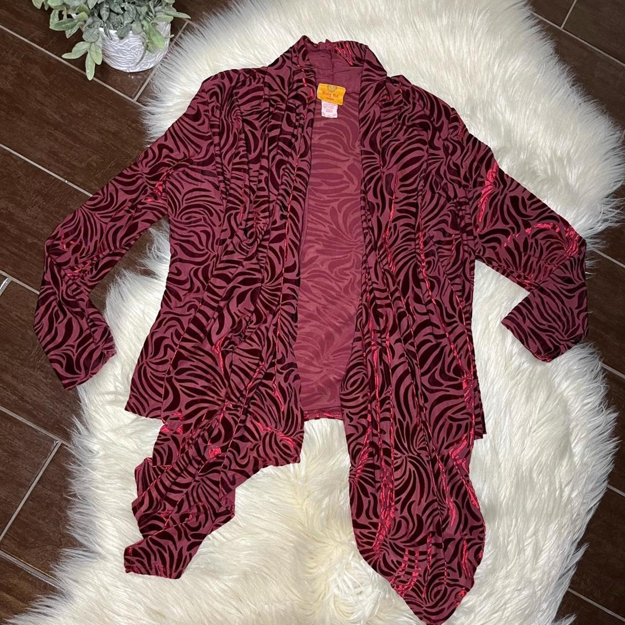 Ruby Rd petite burgundy zebra burnout flag sweater Depop