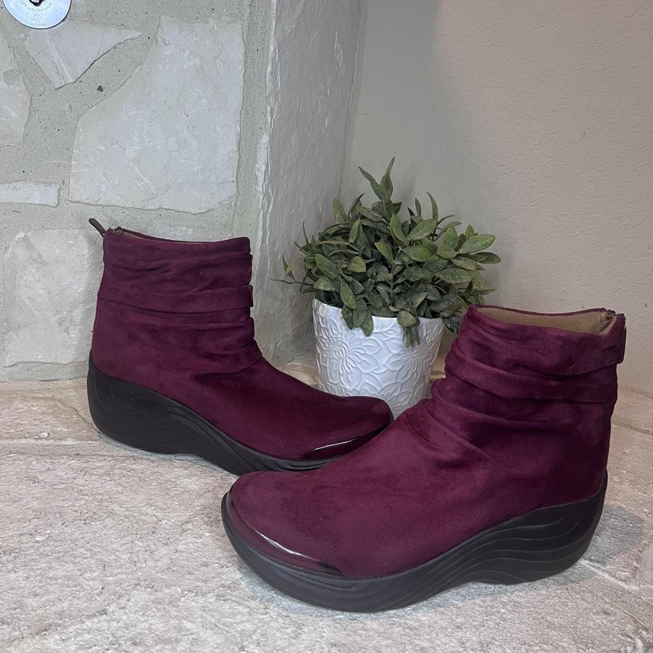 Burgundy wedge ankle on sale boots