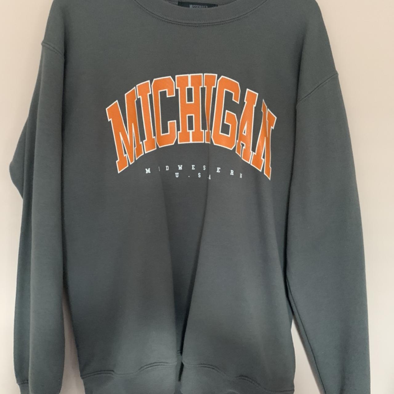 Missguided Slogan sweatshirt with Michigan Worn