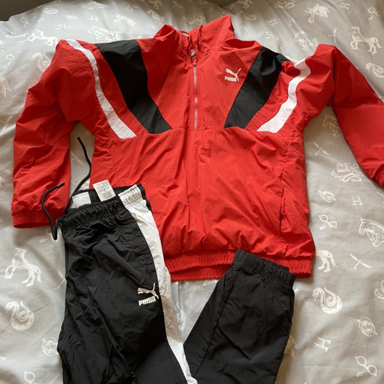 Red and white puma hot sale tracksuit