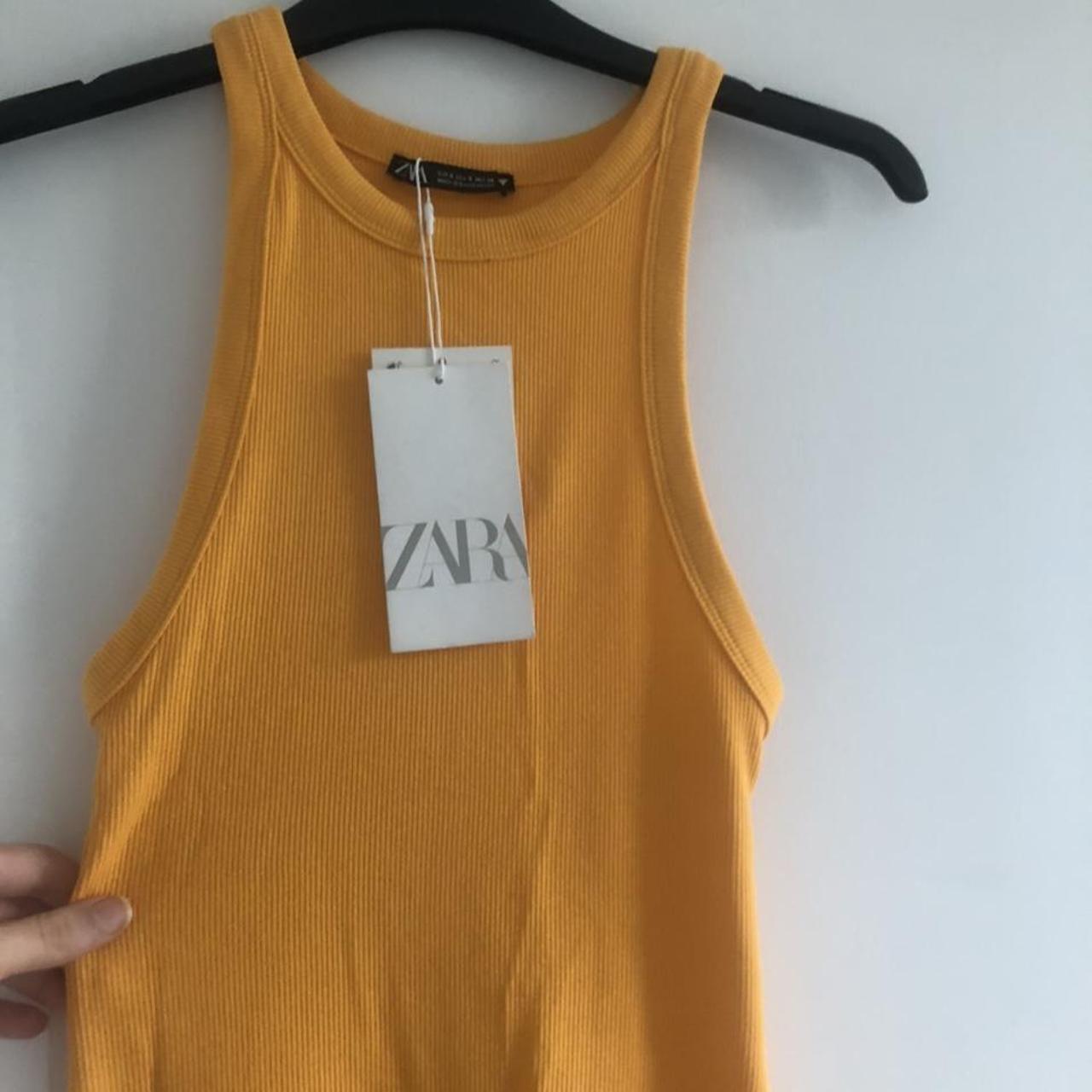 Free shipping! Zara yellow body con midi dress... Depop