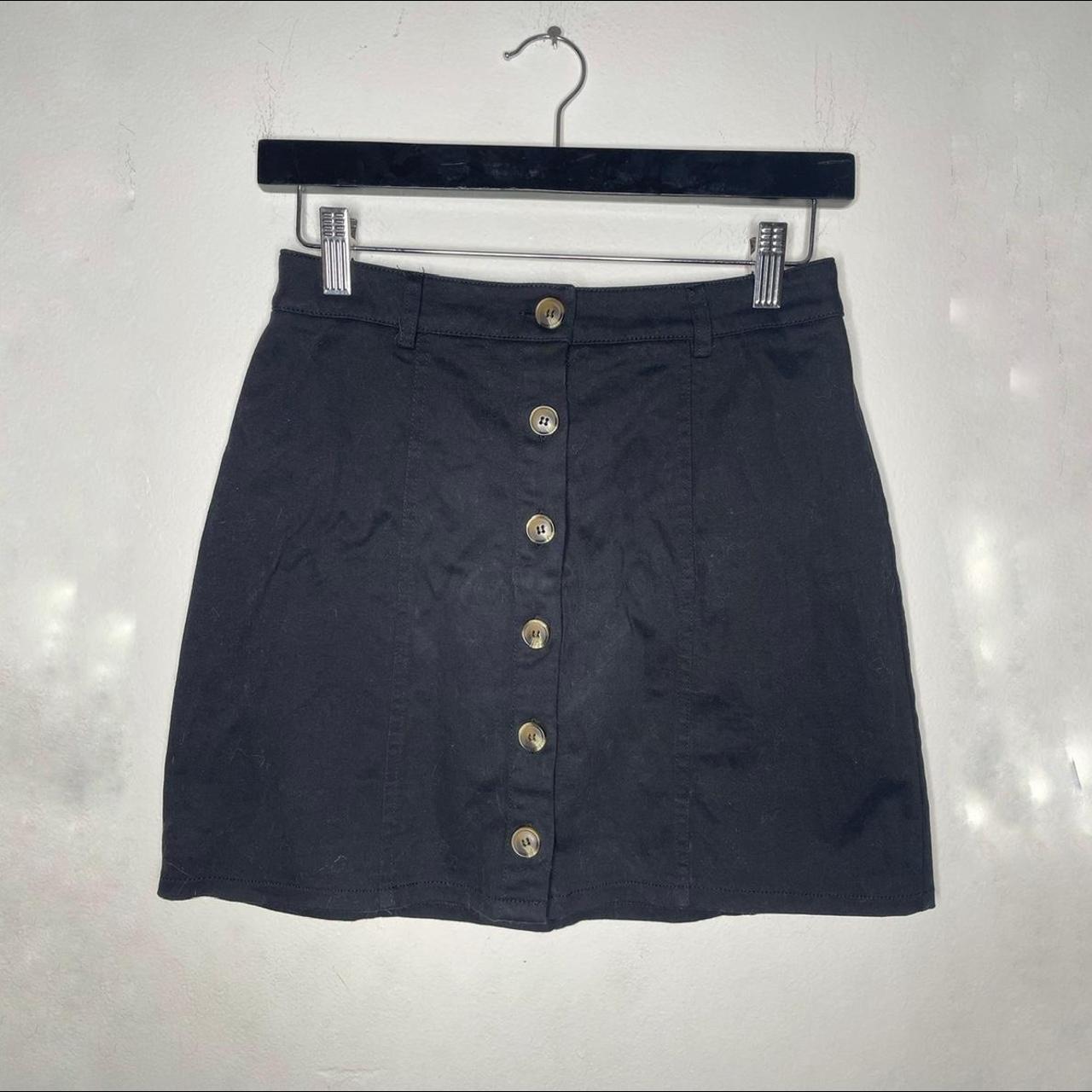 Black Button up Mini Skirt Tortoise shell color