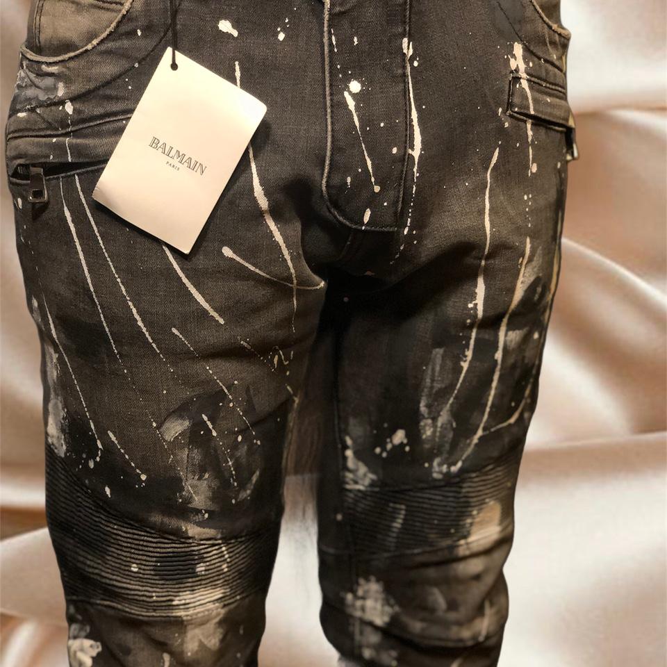 Balmain paint sale splatter jeans