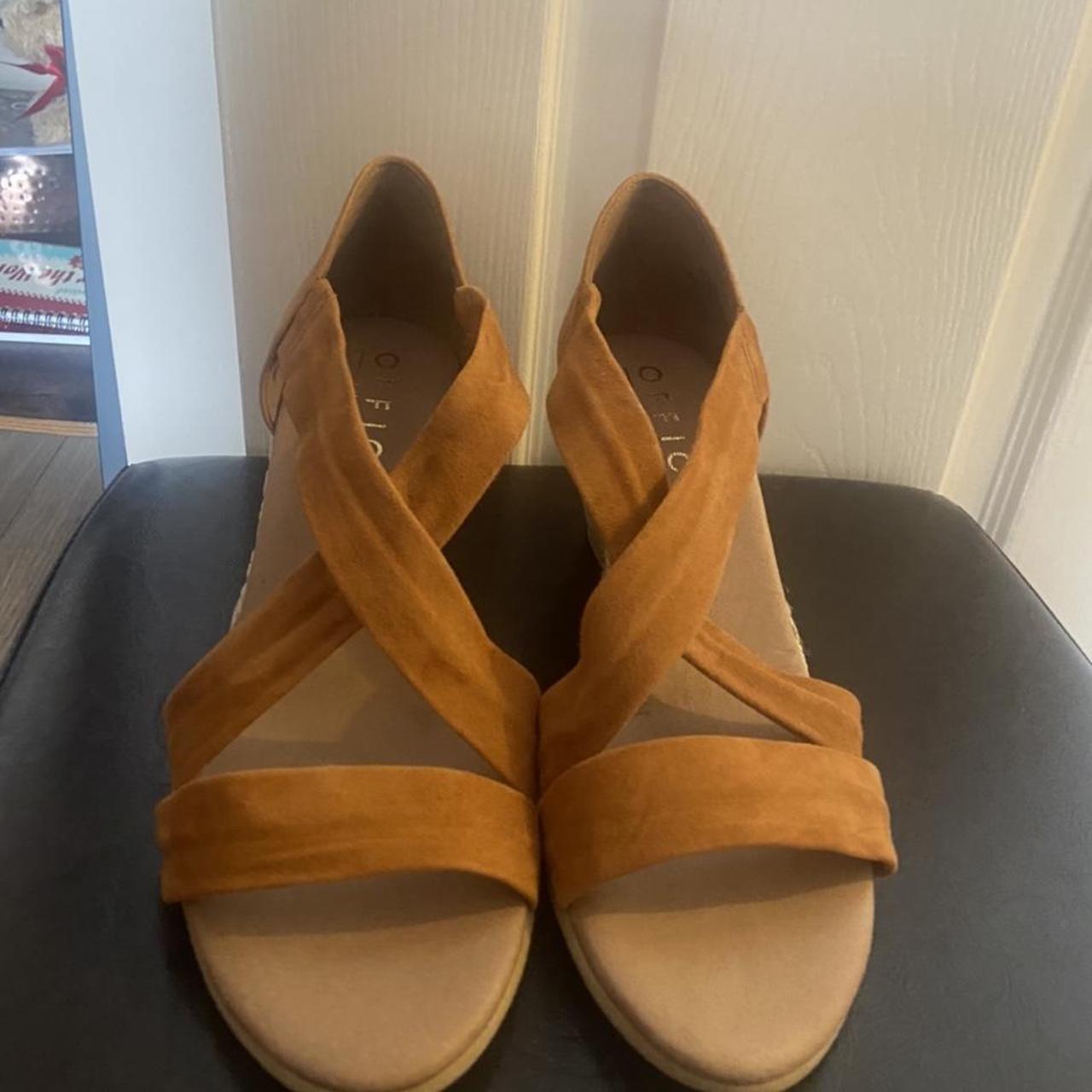 Maiden Cross Strap Mid Heel Espadrille Wedges Tan