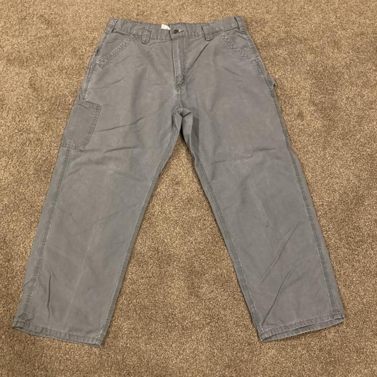 Gray carhartt loose fit light canvas pants. Tagged... - Depop