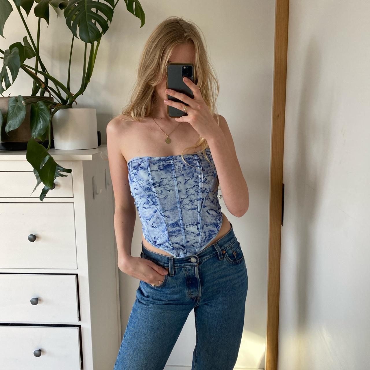 Blue Angel Printed Corset Top Size L Features: -no - Depop