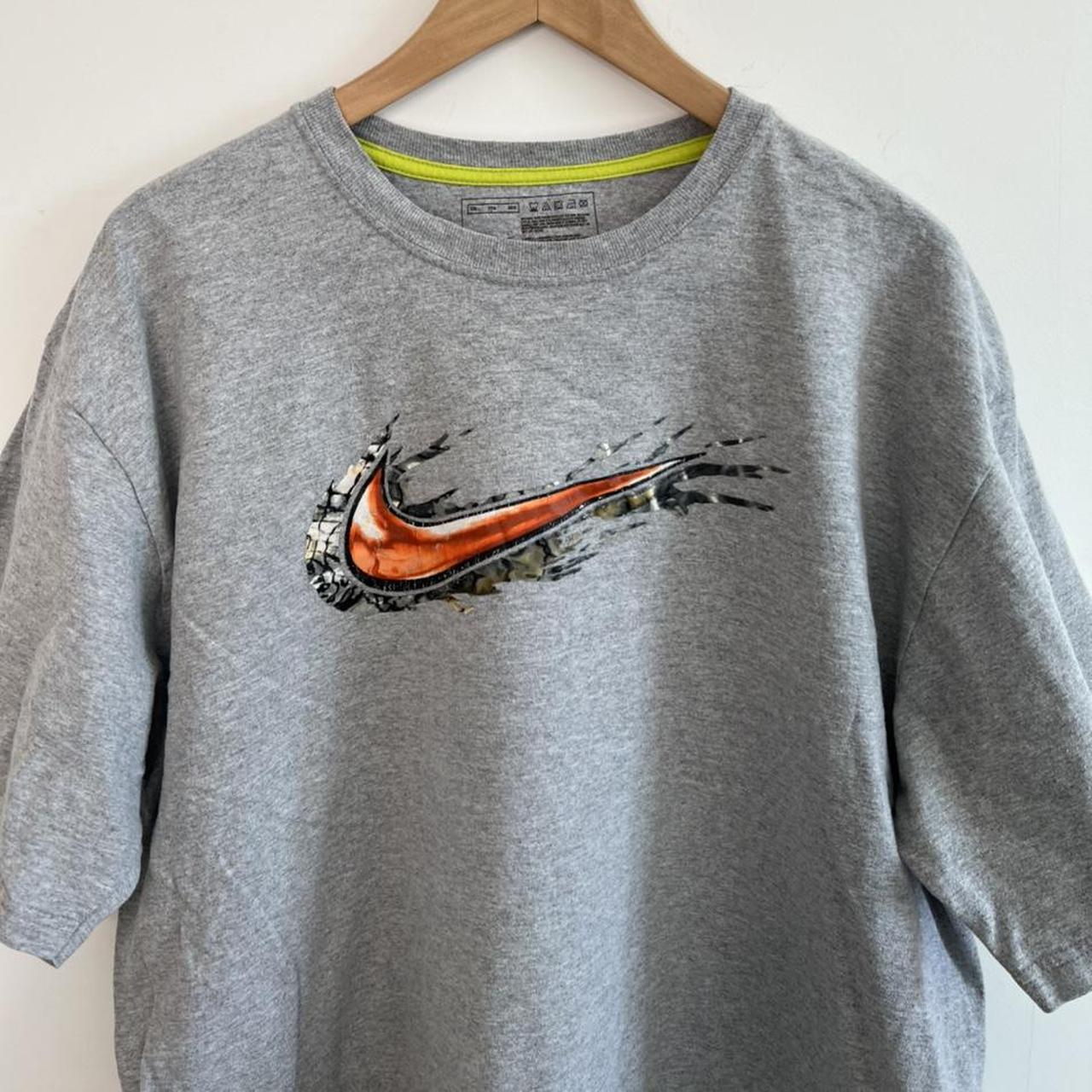 Grey Nike Tick T shirt Size: Mens XXL Extra Extra... - Depop