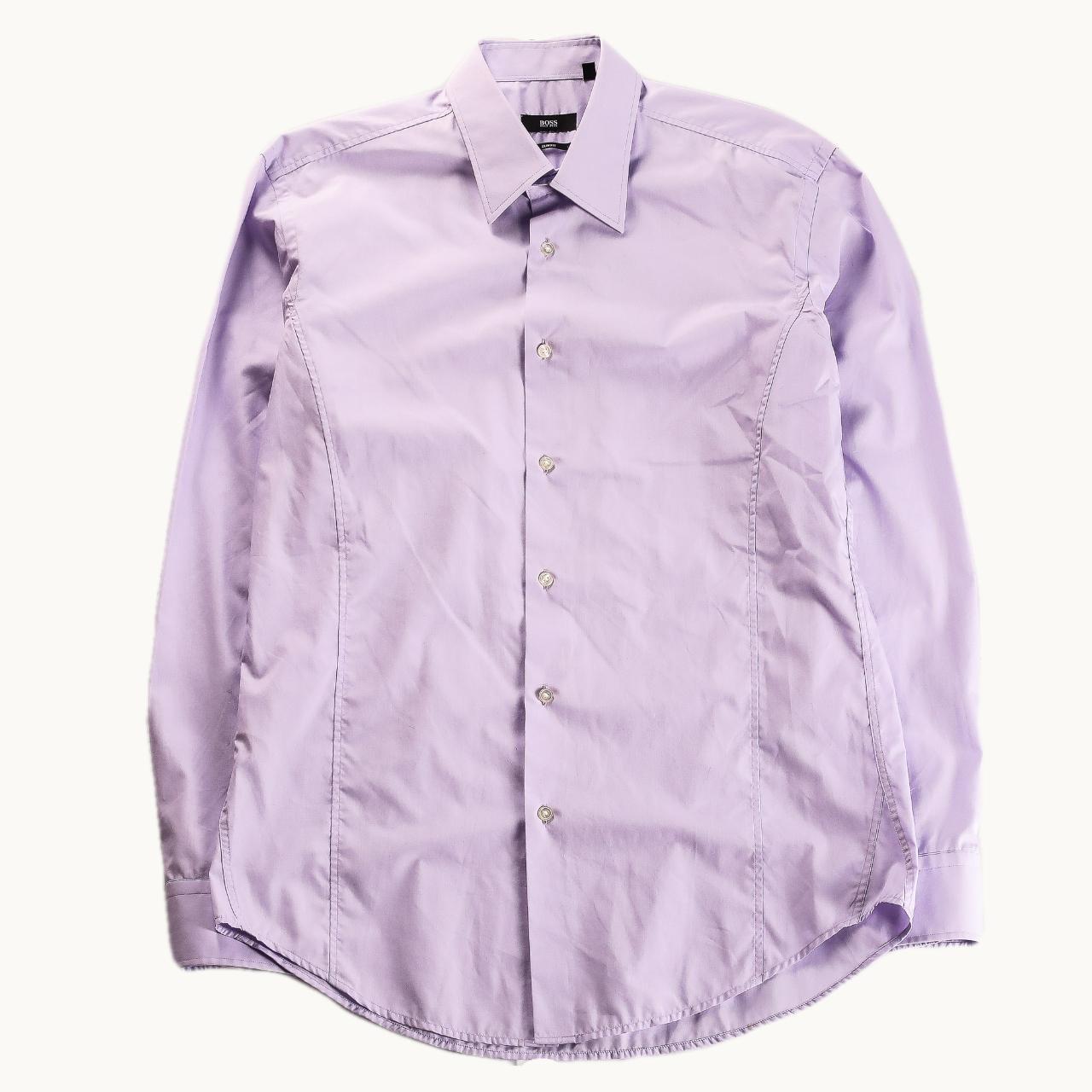 Vintage Hugo Boss Long Sleeve Shirt in Purple •Size... - Depop