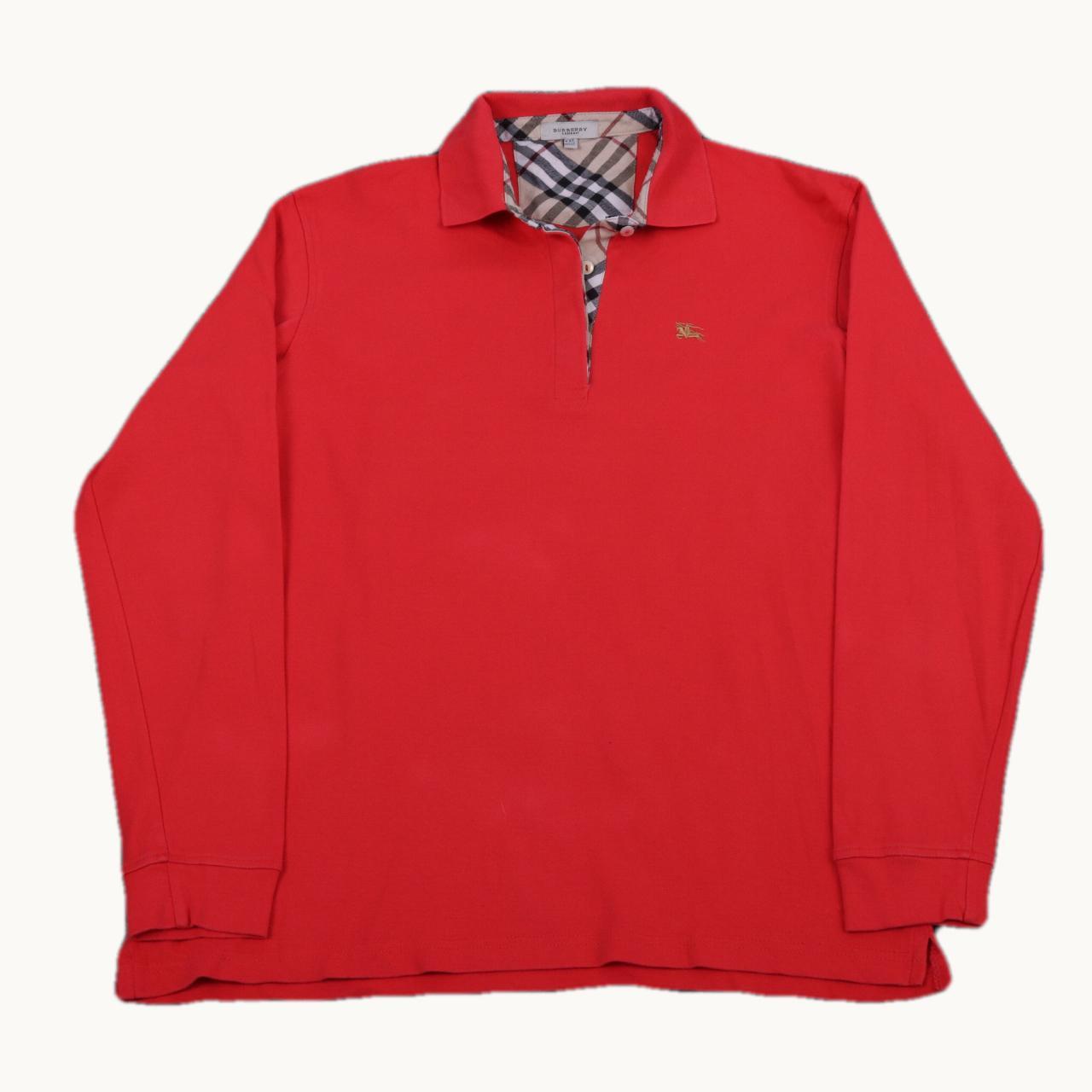 burberry red long sleeve polo