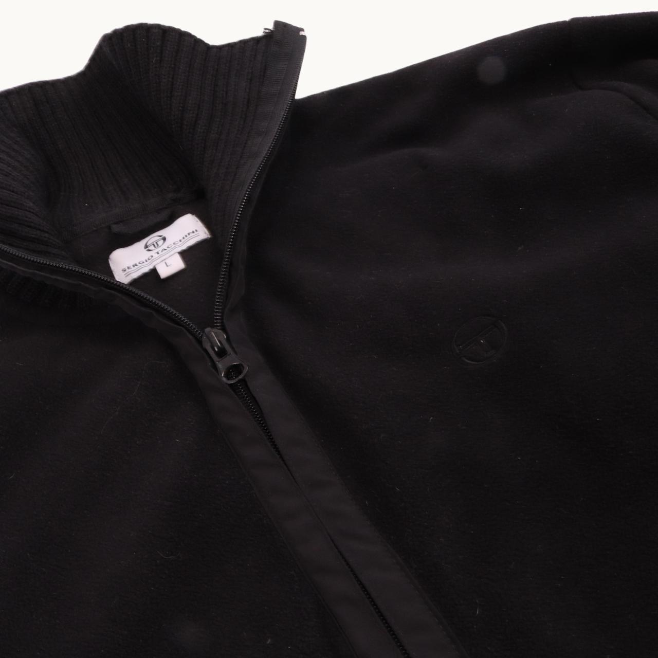 Vintage Sergio Tacchini 1/2 Zip Fleece in Black... - Depop