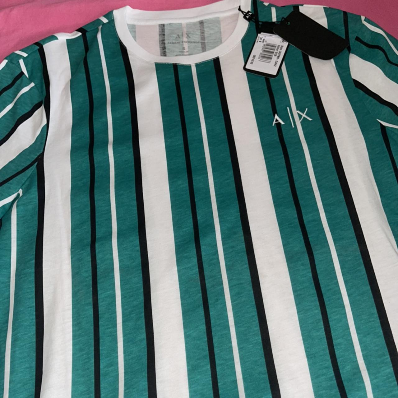 Macy's Women's Green and White T-shirt | Depop