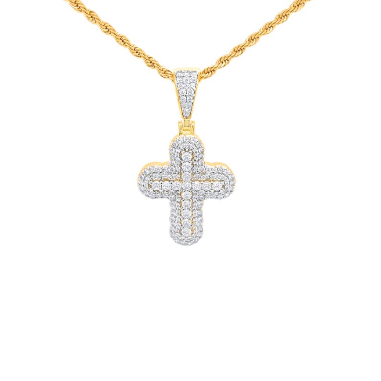 Micro Diamond Cross Necklace / Lady's Charm Pendant... - Depop