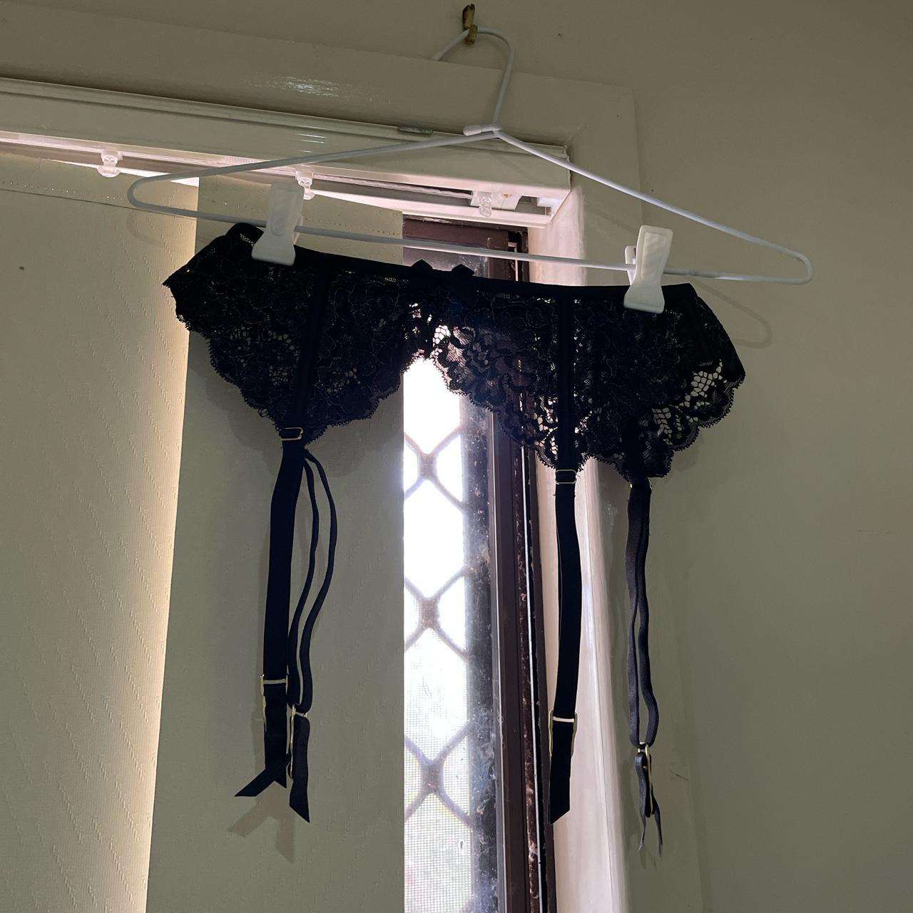 BRAS N THINGS. SUSPENDER. BLACK WITH SILVER REFLECT.... Depop