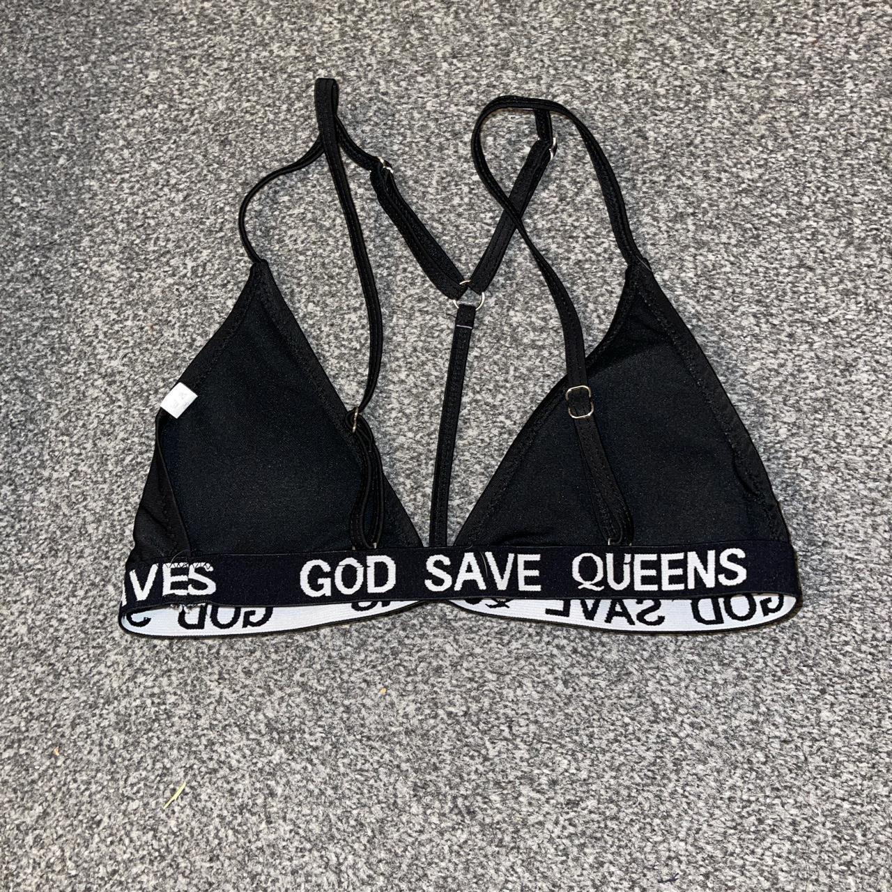 GOD SAVE QUEENS BIKINI TOP COLOUR BLACK SIZE Depop