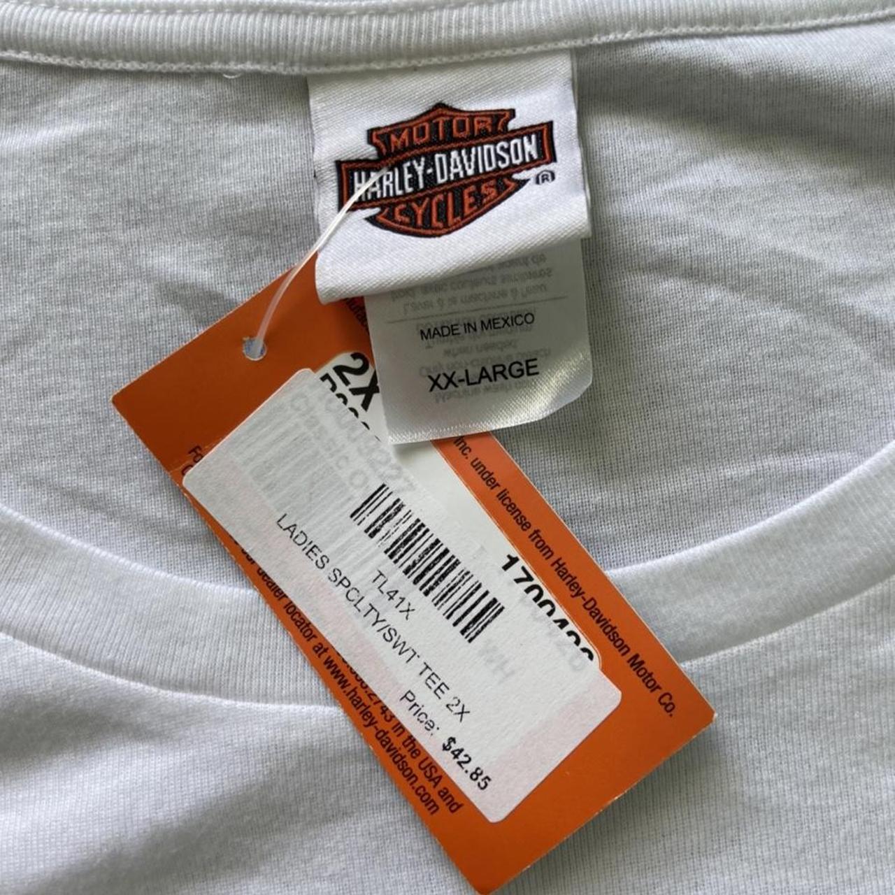 Harley Davidson Women's White and Orange T-shirt (2)