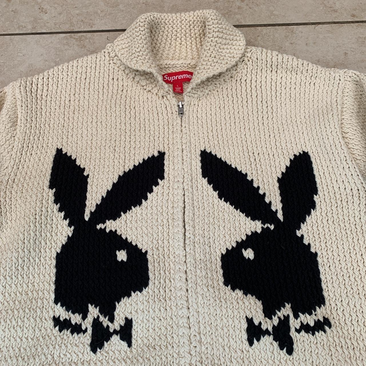 Supreme X Playboy Shawl collar full zip knit... - Depop