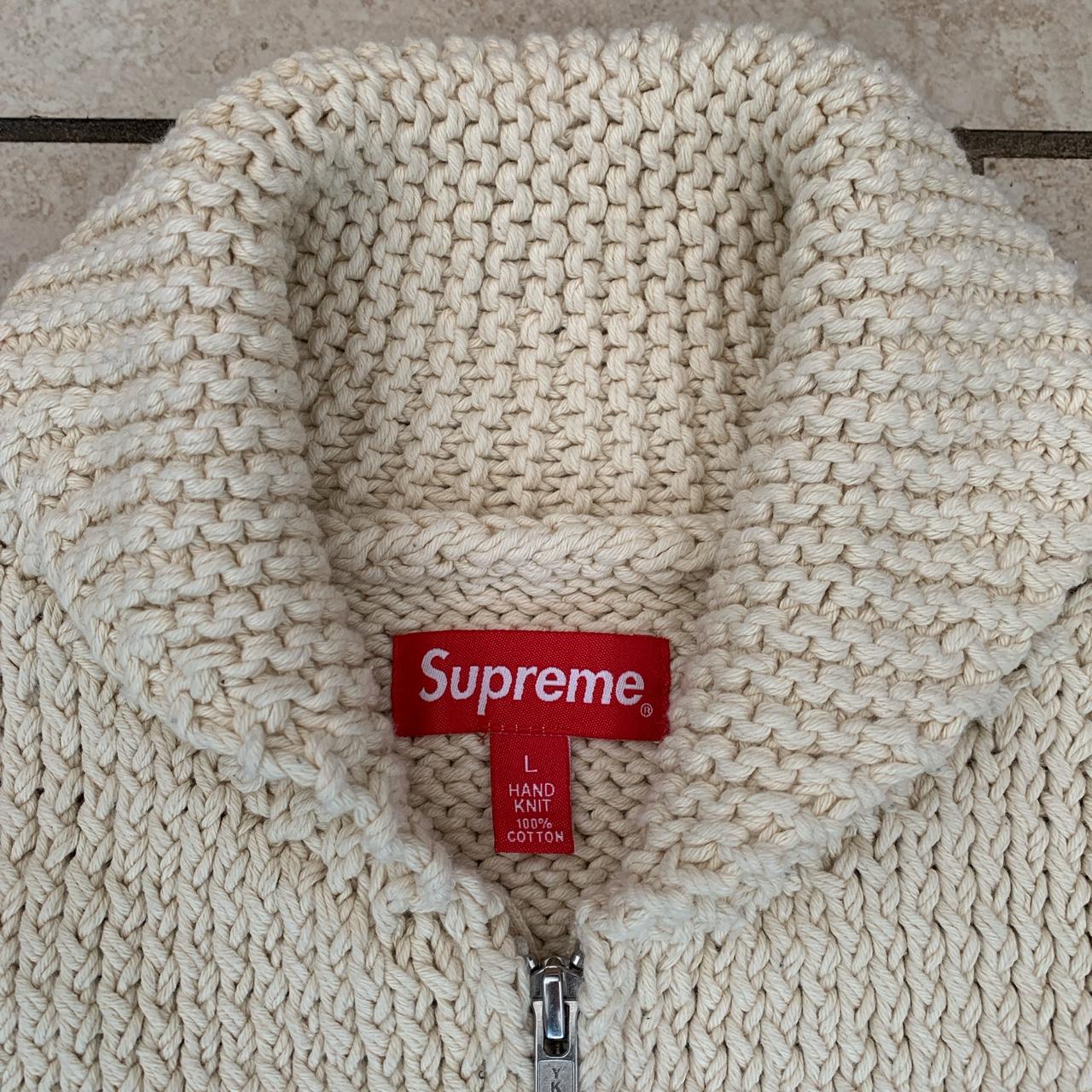 Supreme Playboy Shawl Collar Full Zip Sweater Natural