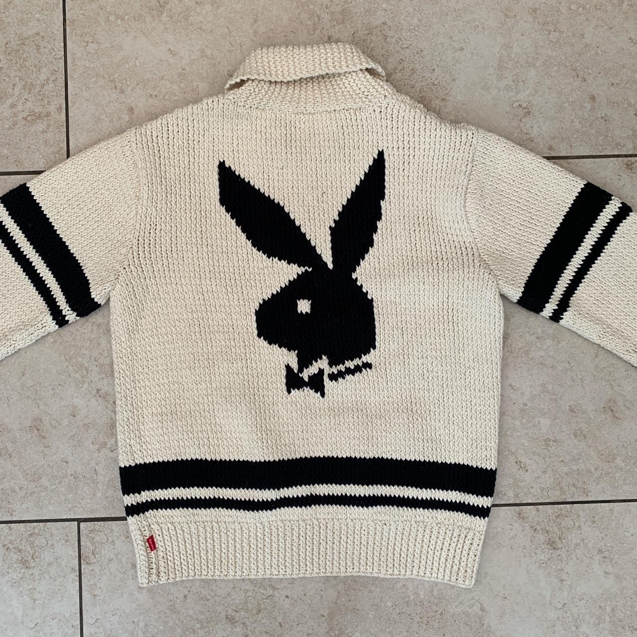 Supreme X Playboy Shawl collar full zip knit... - Depop