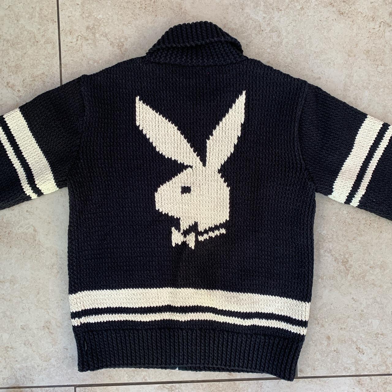 Supreme X Playboy Shawl collar full zip knit... - Depop