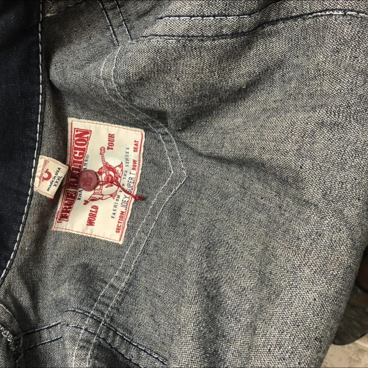 true religion jean jacket great condition fits like... - Depop